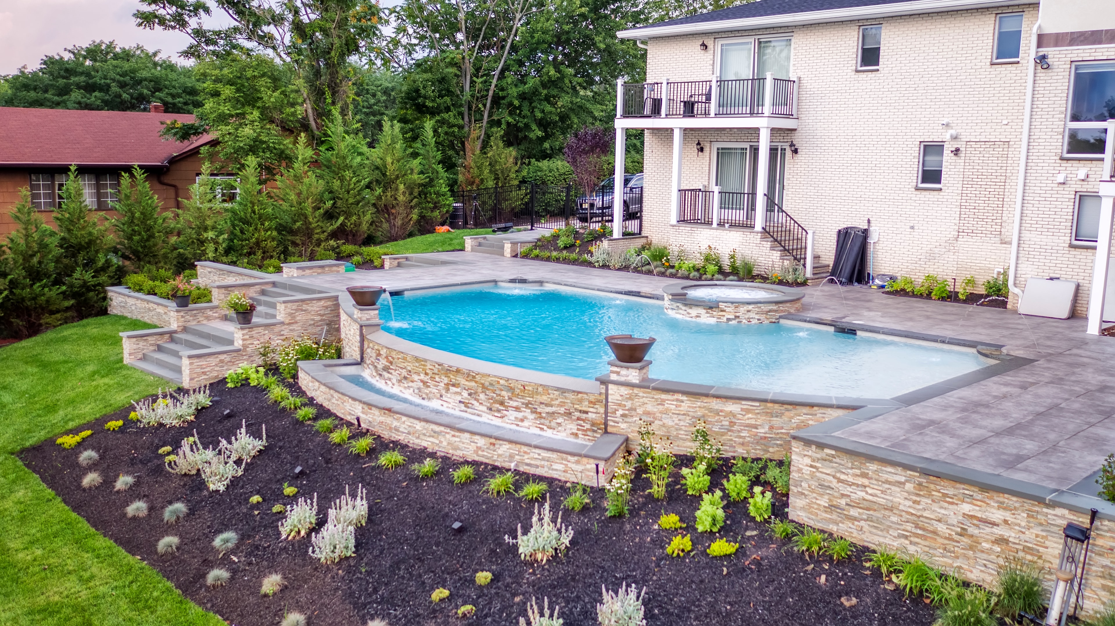 Aerial view of custom pool, Passaic County New Jersey
